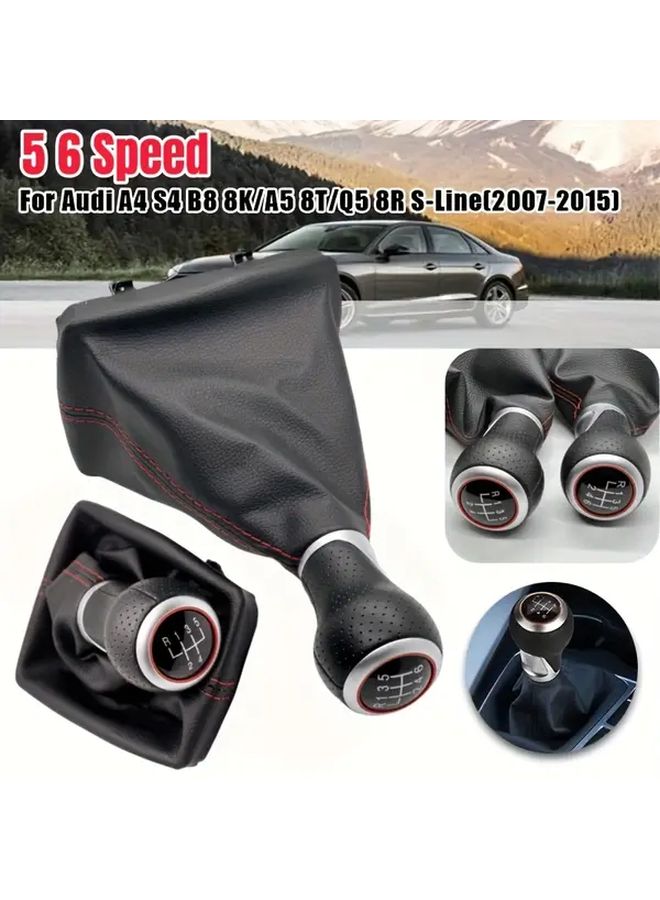 مقبض ناقل الحركة اليدوي 6 سرعات غطاء حذاء جلد PU لأودي A4 A5 S4 Q5 B8 8K 8T 8R - Image 5